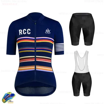 

Fashion Lady Cycling Clothing Summer Short Sleeve Jersey Set Women MTB Cycling Kit Color Stripes Breathable Road Bike Clothes