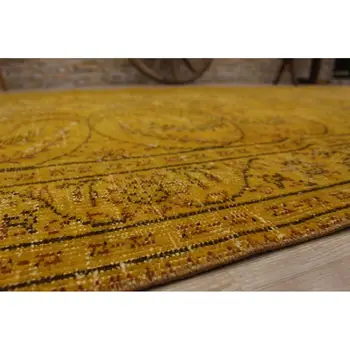 

Free Shipping! Turkish Yellow Handmade Rug, Floral Design Vintage Carpet Decorative Rug, Antique Rug