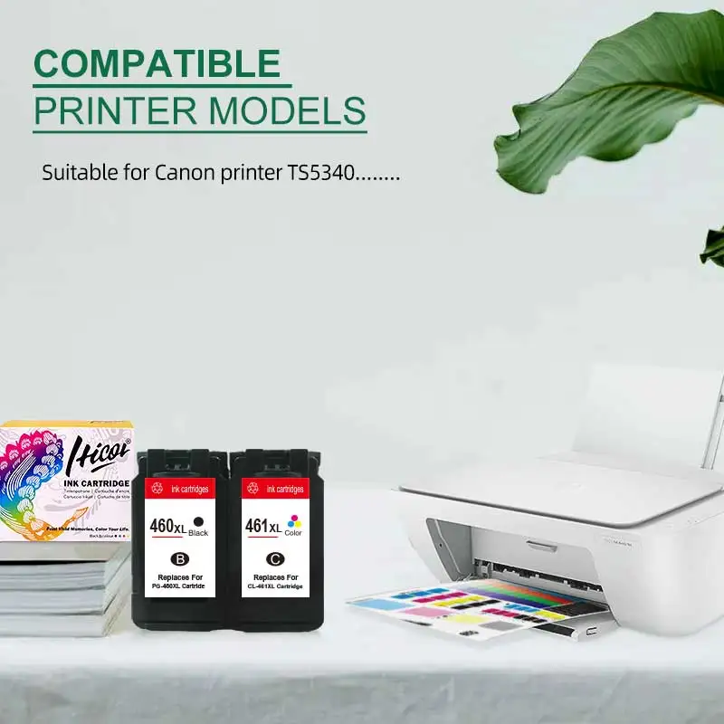 Cartucho de Tinta Remanufaturados para Canon Impressora Compatível Combo Pack Compatível para Pixma Ts5340 pg 460 cl 461 Pg460xl Cl-461xl - Imagem 5