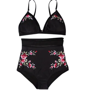

bikini high waist swimwear Women Sexy Printing Padded Bra Beach Halter Bikini Set Swimwer biquini cintura alta conjunto Halter