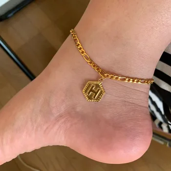 

Fashion A-Z Alphabet Initial Anklets Women Men Boho Jewelry Stainless Steel Foot Chain Letter Anklet Bracelet Femme BFF