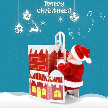 

Amusing Xmas Electric Musical Toy Santa Claus New Climbing Chimney Doll Christmas Gifts Christmas Decorations Interesting Toy