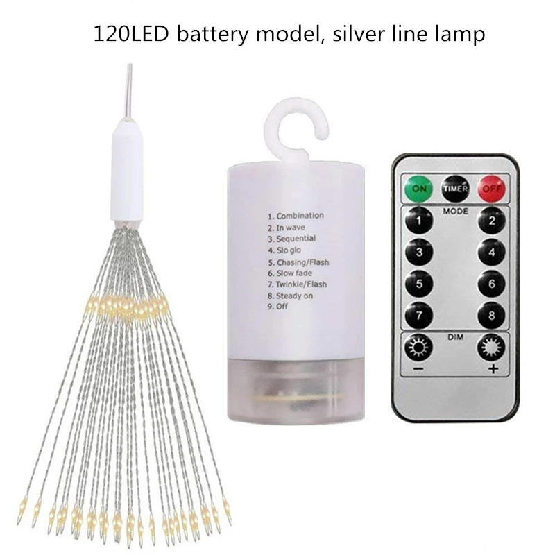 DIY Fireworks LED Light String Waterproof Explosion Colorful Fairy Lamp Garland Party Flashing Lights with Remote Control 8 Mode