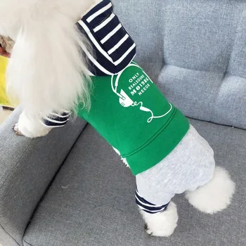 

New Leisure Style Small Dogs Clothes Green Printed Pets Winter Autumn Coat Jacket Puppies Doggies Thicker Cotton Disfraz