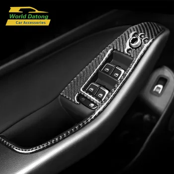 

4 Pcs/Set Carbon Fiber Car Interior Decoration Door Window Switch Cover Trims For Audi Q5 SQ5 SQ5 8R LHD