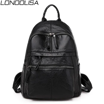 

Lightness Women Back Pack Luxury Soft Leather Backpack for Teenage Girls Casual Female Large Travel Backpack Ladies Bagpack New