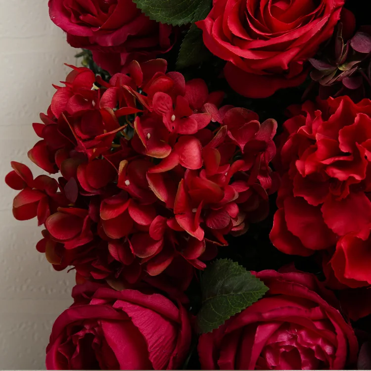 Искусственный цветок, настенная Роза, Гортензия, имитация цветов, Шелковый цветок, свадебное украшение, украшение для дома, Рождественское украшение