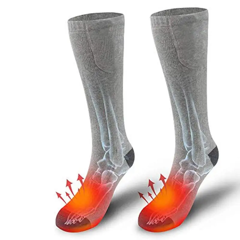 С пультом дистанционного управления, с электрическим подогревом, носки с перезаряжаемой батареей для хронических холодных ног, большой размер, зарядка через usb, нагревательные носки - Цвет: Gray