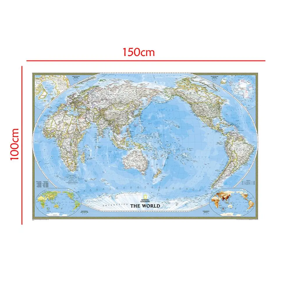 

150x100cm Non-woven Waterproof World Map Mercator Projection World Map Without Flag