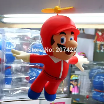 

24cm Games Mario Fly Helicopter PVC Toy Doll Anime Flying Mario Manga Action Figure