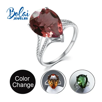 

Bolaijewelry,Zultanite rings 925 sterling sliver fine jewelry pear 12*16mm gemstone created elegant for girls gift
