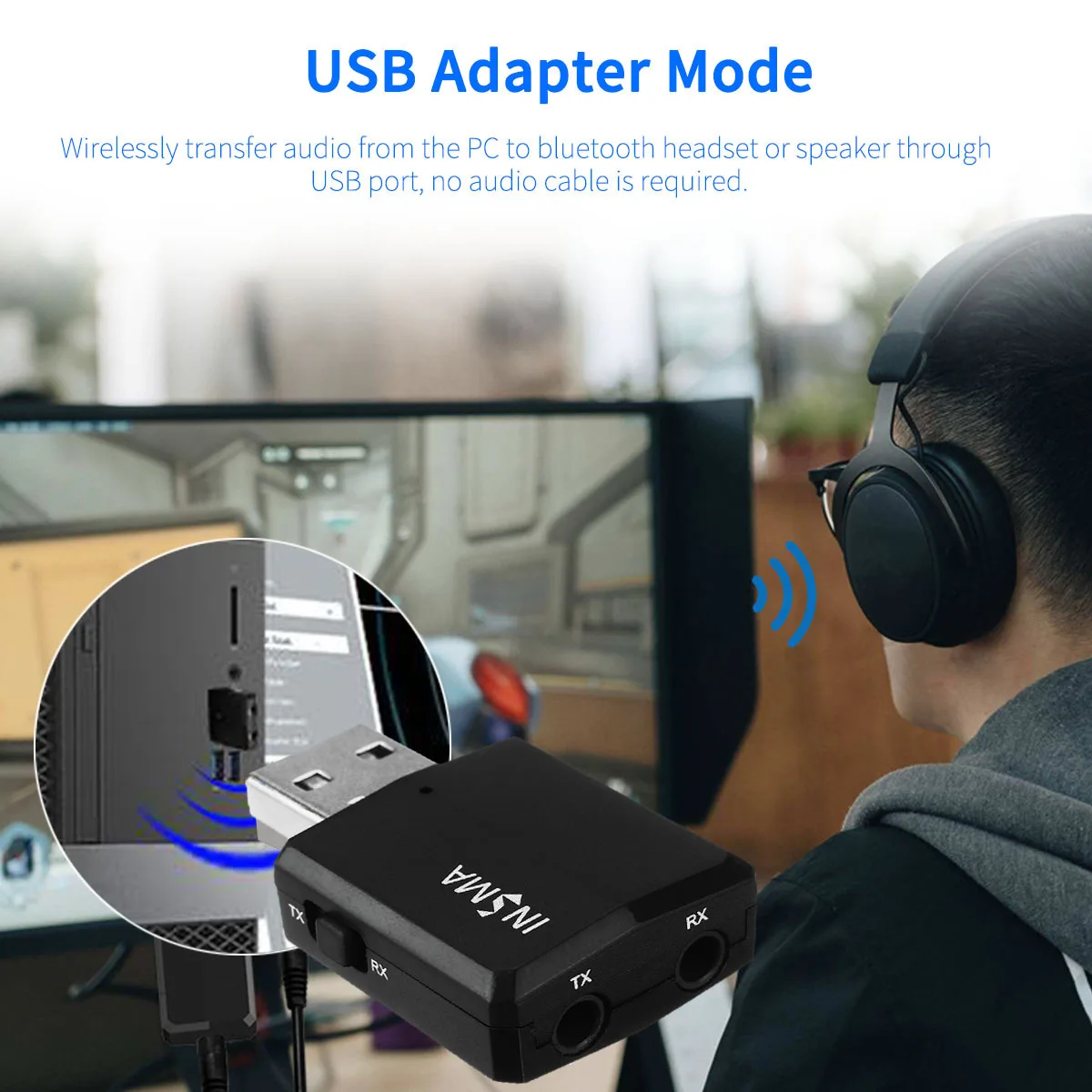 Bluetooth 5,0 аудио приемник передатчик 3 в 1 USB беспроводной адаптер для ТВ ПК наушники Динамик Автомобильный mp3 плеер смартфон