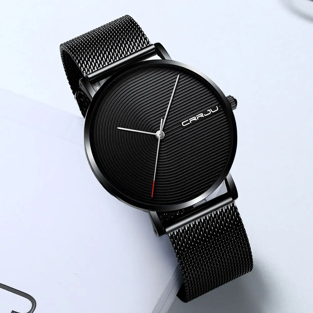 CRRJU Luxury Brand Men Watch Casual Minimalist Quartz Male Watch Fashion Simple Silver White Waterproof Wristwatch Men's Gifts