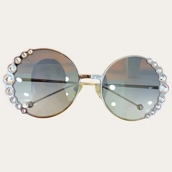 

Luxury Round Sunglasses Women 2020 Classic Fashion Sun Glasses Female UV400 Pink Eyewear With Diamond Lentes De Sol Mujer