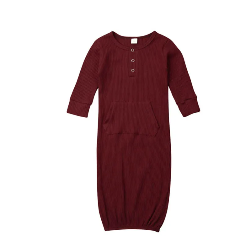 Хлопковая одежда для новорожденных; халаты для младенцев; однотонная пижама с длинными рукавами; одежда для сна для маленьких мальчиков и девочек; Пижама - Цвет: R