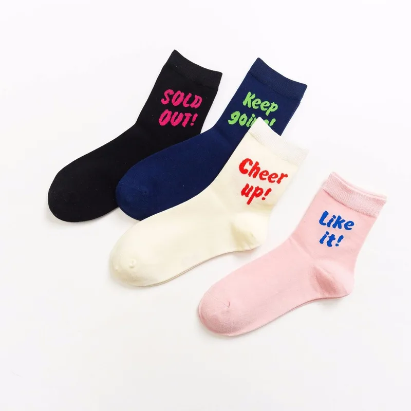 

1 Pair Autumn and Winter New English Socks Without Bone Seam Solid Color Casual Comfortable Ladies Socks Funny Socks Pink