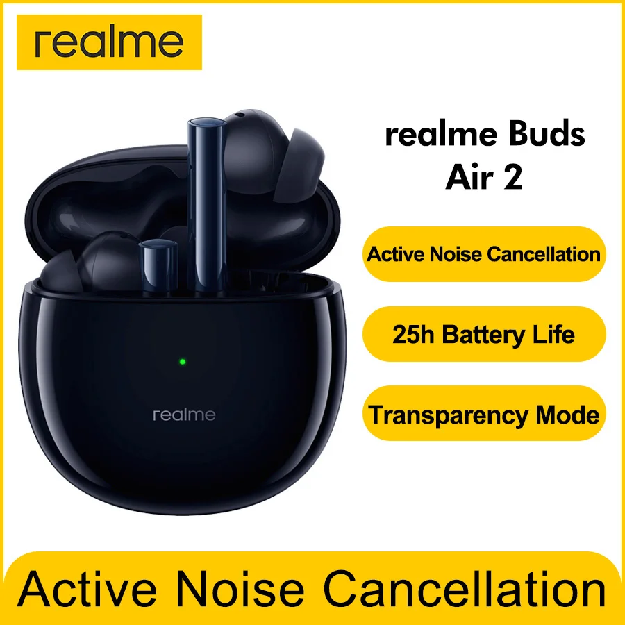 realme buds air 2 ANC Wireless Earphone IPX5 Waterproof 25hrs Total