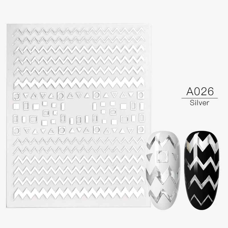 Наклейки для ногтей DIY 3D золотые серебряные прямые изогнутые наклейки для ногтей s вкладыши полоса лента геометрические украшения для ногтей - Цвет: TQ03122