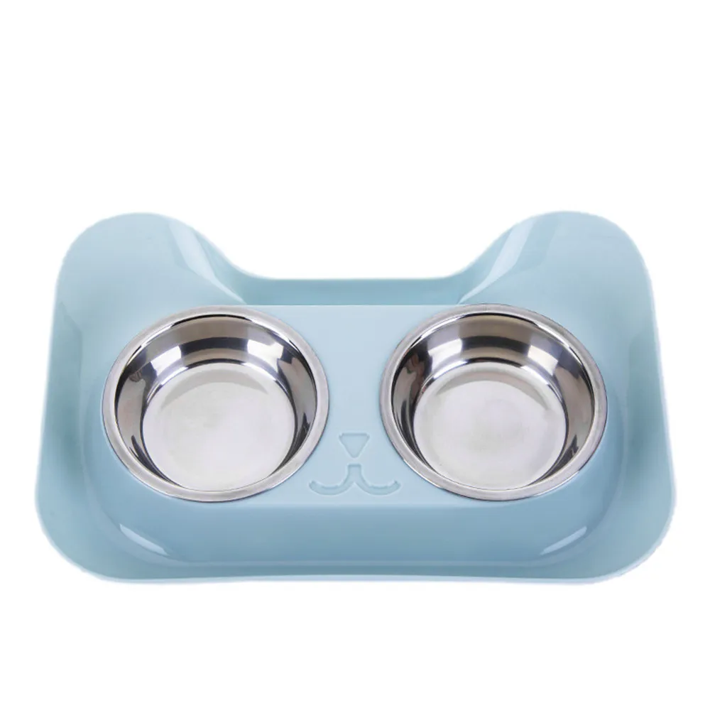 1PC New Non-spill & Non-skid Design Double Dog Cat Bowls Durable Stainless Steel For Pet Food And Water Elevated Feeder Cat Bowl (9)