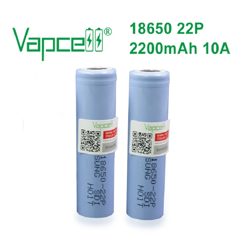 Vapcell 100% оригинальный 18650 литиевый аккумулятор 2200 мАч 10A 22P 3 7 в Перезаряжаемые