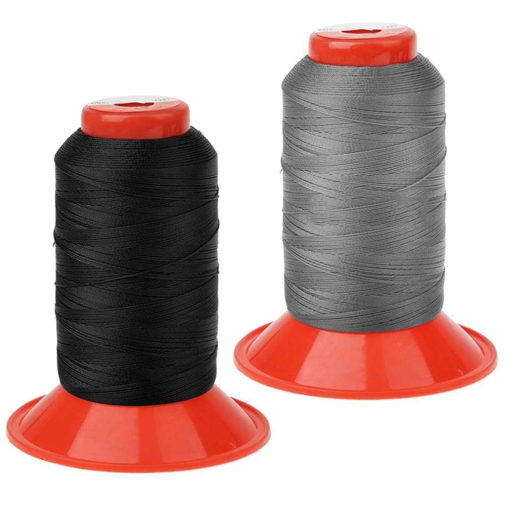 2Pcs Black & Grey Strong Nylon Sewing Thread 500 meters Heavy Duty Spools