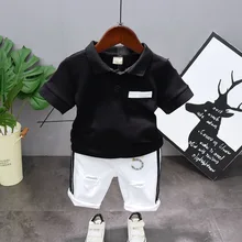 Летние комплекты одежды для мальчиков детские костюмы детская одежда для мальчиков, футболка+ короткие штаны спортивные костюмы из 2 предметов для малышей от 2 до 6 лет