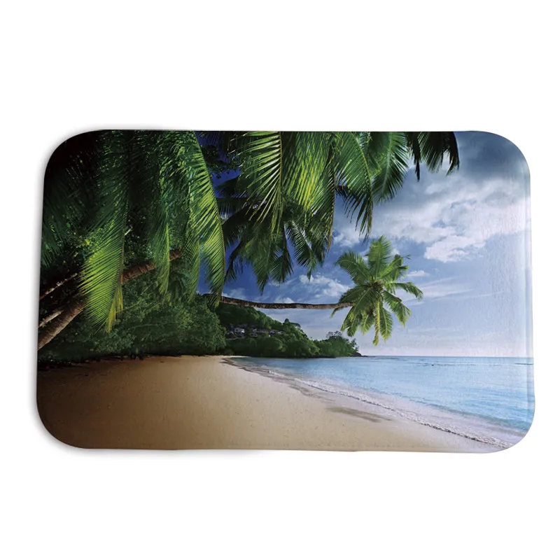 Style 2 coconut tree Противоскользящий коврик для ванной комнаты, креативный экологический фланелевый коврик для ванной комнаты, простой домашний декоративный коврик для ванной комнаты - Цвет: Style 2 coconut tree