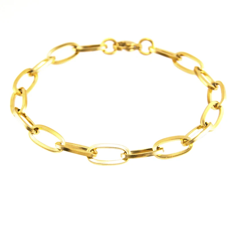 Серебряный/золотой браслет из нержавеющей стали для женщин мужчин металлический сверхпрочный цепной замок цепи браслеты