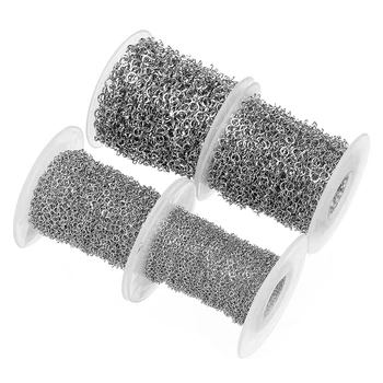 

10 Yards/Roll 2mm 3mm 4mm 5mm Width Metal Chains Silver Tone Stainless Steel Link Chain for Necklaces Jewelry Making