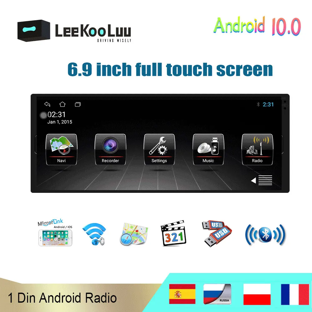 Leekooluu 1 Din Autoradio Lettore Multimediale Android Navigazione Gps Autoradio Ricevitore Stereo Video Bluetooth Wifi Autoradio