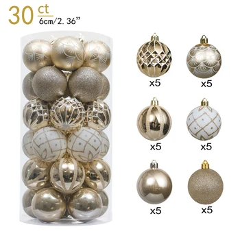 

30pcs 6cm Christmas Balls Baubles Ornaments Shatterproof Tree Decorations Hanging PVC Ball For Xmas Home Party