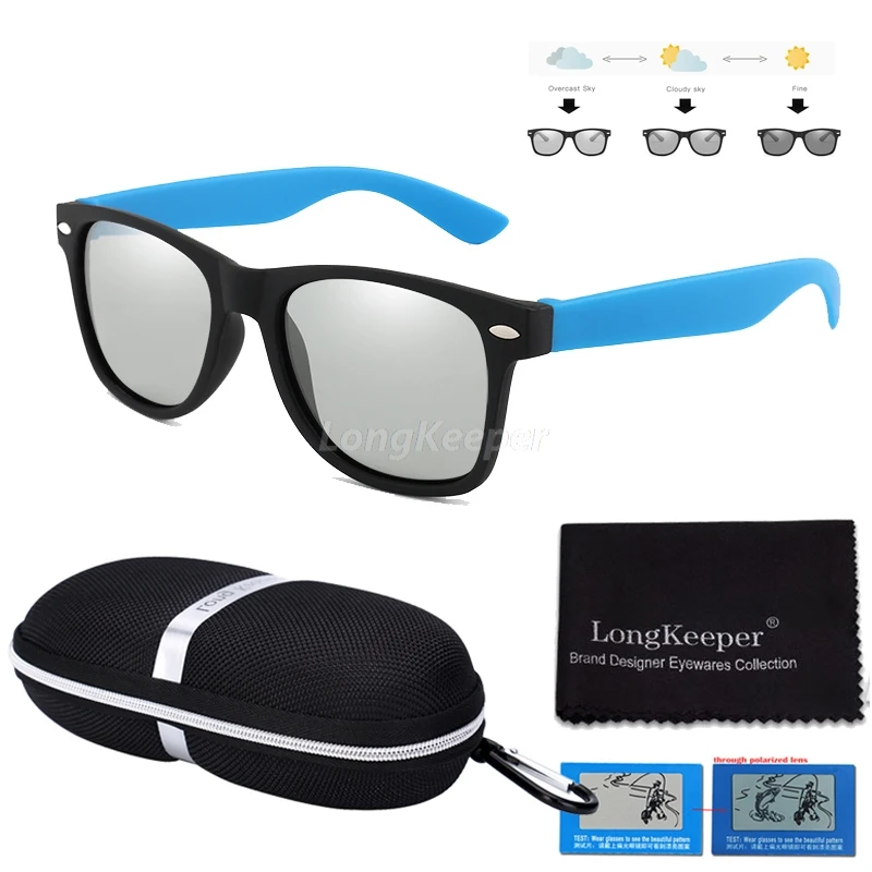 black blue -C Новые фотохромные солнцезащитные очки с коробка на молнии для женщин и мужчин Поляризованные заклёпки солнцезащитные очки Chemeleon обесцвечивание вождения Gafas de sol - Цвет линз: black blue -C