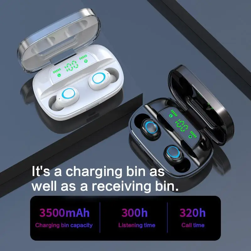 HobbyLane S11 TWS Bluetooth Earphones Wireless Sport Earbuds BT 5 0 Built in Mic with 3500mAh Power Bank Digital Display d25