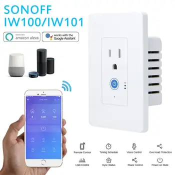 

SONOFF IW100/IW101 US Plug WiFi Voice Smart Power Monitoring Wall Socket Switch compatible Alexa Google home Ewelink