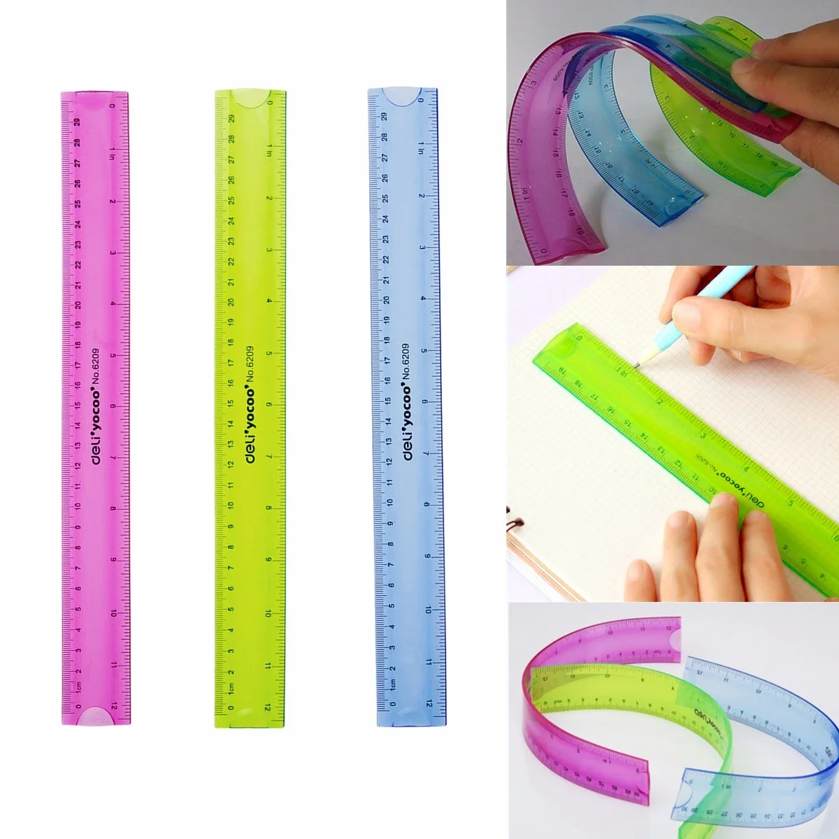12 30cm Super Flexible Ruler Rule Measuring Tool Stationery for Office School