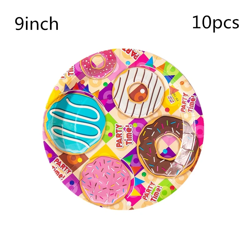 

Birthday Party Kit Donut Party Paper Cups Plate Napkins Candy Balloons Happy Birthday Party Decoration Kids/Adult Party Supplies
