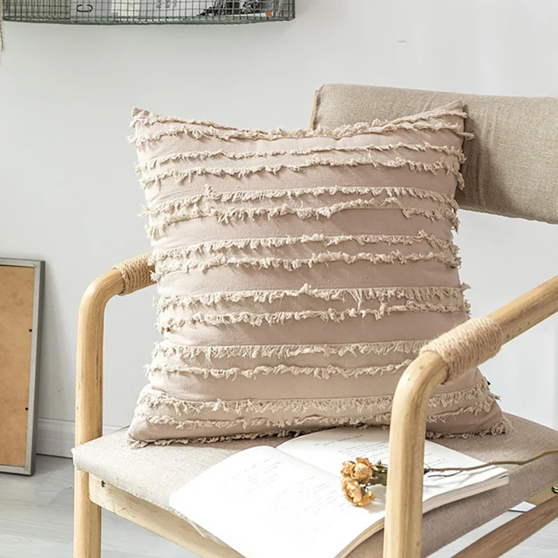 4 Color Pillow Cover Cotton Linen Cushion Covers Jacquard Pillowcase Decorative Cushions For Sofa Bed Fall Throw Pillows 45x45cm | Дом и сад