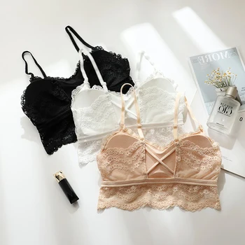 

Perfering Hot Lingerie Wireless Bras Women Sexy Bralette Vest Crop Lingerie V-Neck Push Up Underwear Bras Tank Crop Top Padded