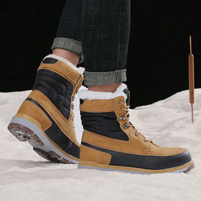Зимние ботинки для Для мужчин Водонепроницаемый кожаные сапоги обувь на шнуровке износостойкая теплые сапожки O66
