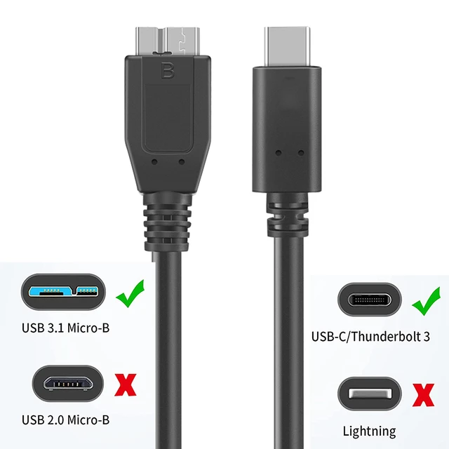 Micro USB 3.0 Cable, External Hard Drive Cable USB-C USB Type C to Micro B