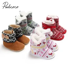 Г. Зимние теплые ботинки для малышей Рождественская шапка Санты для новорожденных мальчиков и девочек Теплые младенческие сапоги для снега пушистая мягкая подошва детская хлопковая обувь