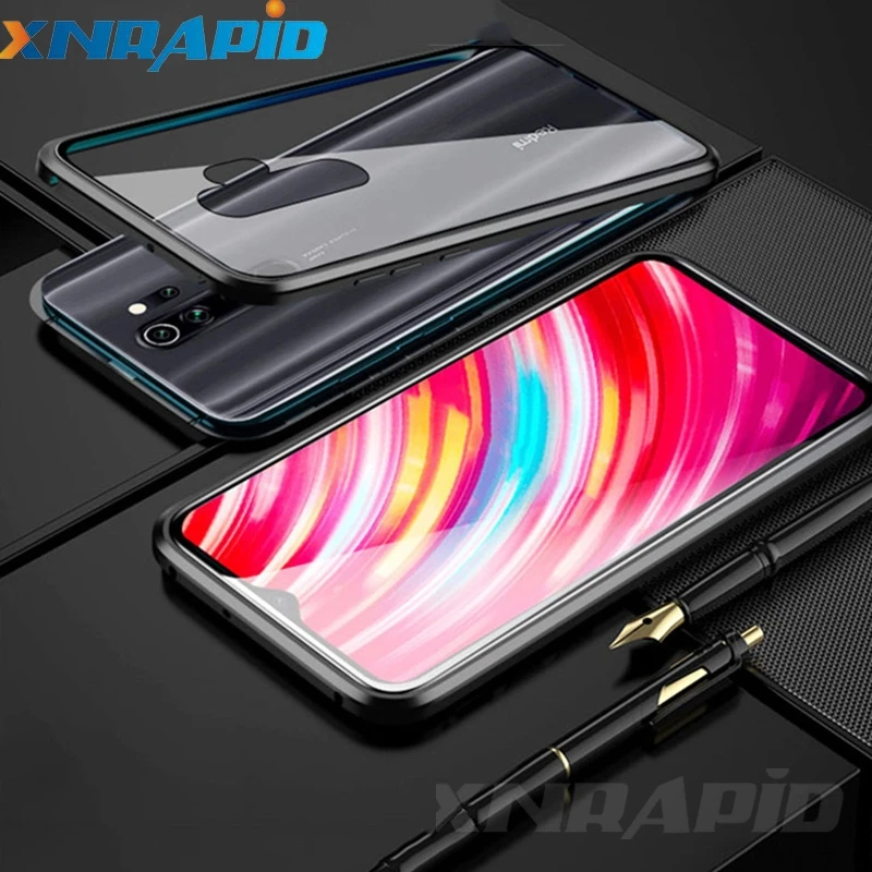 Для Xiaomi Redmi Note 8T чехол 360 магнитный двухсторонний из закаленного стекла с