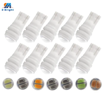 

YM E-Bright 10PCS T10 Led Car Light Bulbs Ceramic Spot Light W5W 194 168 2835 License Plate Lamp 3 SMD White Blue Red Green 12V