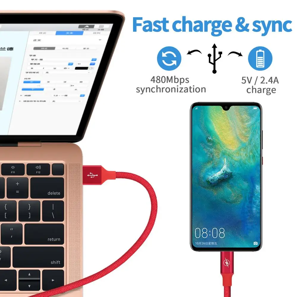 50 шт. кабель Micro USB для зарядного устройства [сертифицирован Apple MFi] 1 м (3 3 фута)