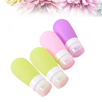 

4pcs Portable Silicone Travel Bottles Toiletries Containers Shampoo Cosmetic Bottles (Pink + Green + Purple)