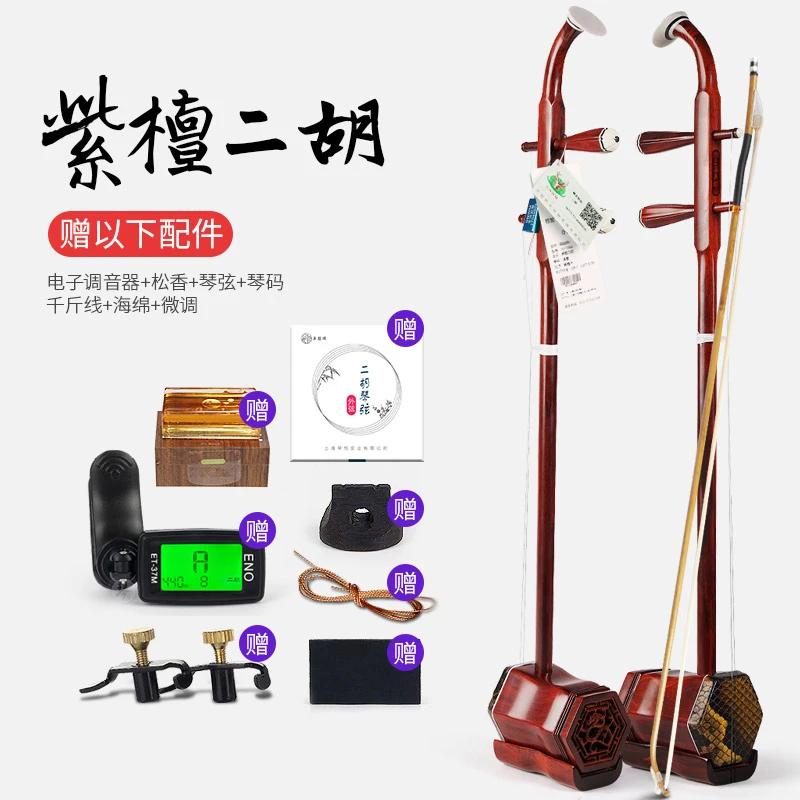 Rosewood Hu Qin Professional Performance Erhu Chinese Instrument with Full Accessories