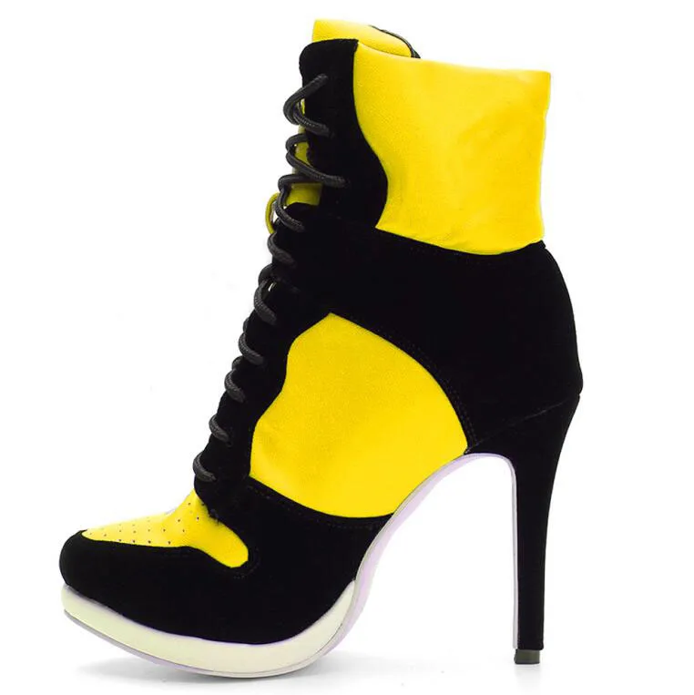 DORATASIA/брендовые дизайнерские женские сапоги смешанных цветов размера плюс 36-47, женские вечерние пикантные офисные ботильоны на тонком высоком каблуке, женская обувь - Цвет: yellow