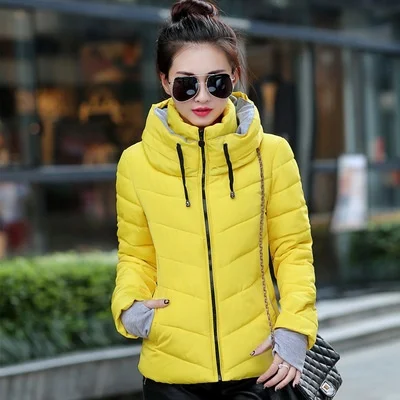Zogaa зимняя куртка женская парка Толстая зимняя верхняя одежда размера плюс S-3XL с длинным рукавом Толстая хлопковая повседневная куртка приталенное пальто - Цвет: Цвет: желтый