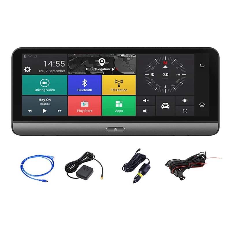 8 zoll Auto Dash Cam Android 4G WiFi Dual Objektiv GPS Navig ADAS Center Konsole DVR Recorder