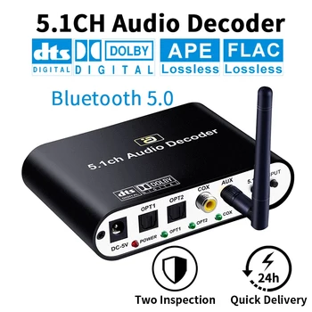 

DTS 5.1CH o Decoder Bluetooth 5.0 Reciever DAC Wireless o Adapter Optical Coaxial Disk Play DAC DTS AC3-US Plug